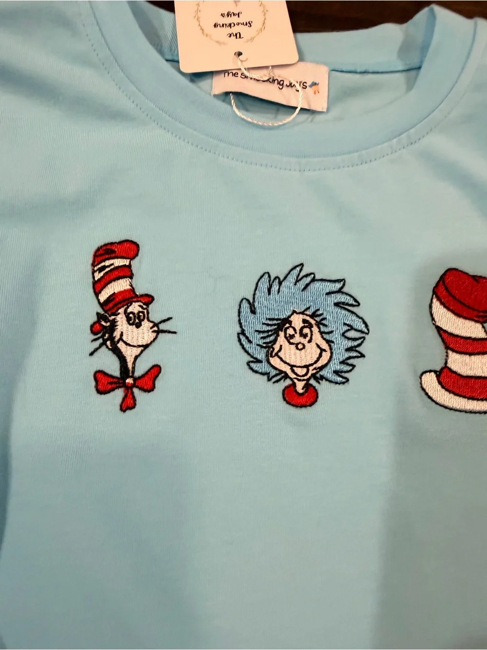 Kids Light Blue Matching Set with Red & White Stripe Shorts